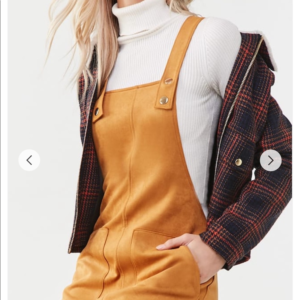 Forever 21 Blushing Pink Suede Overalls Dress